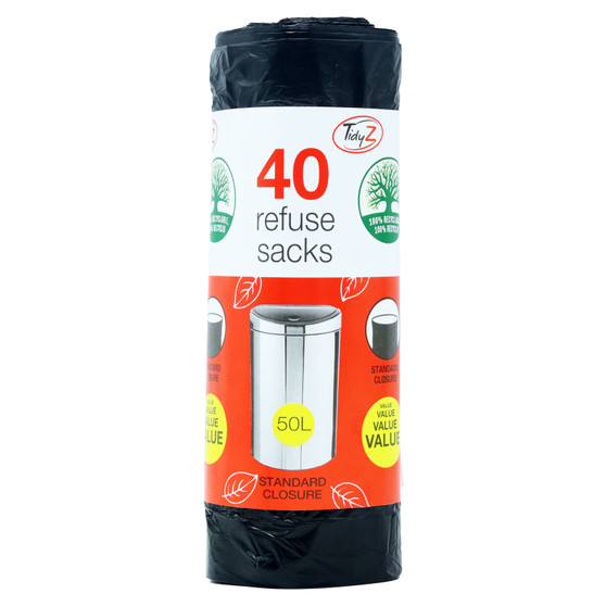 Tidyz Refuse Sacks Value 50l 40 Pack