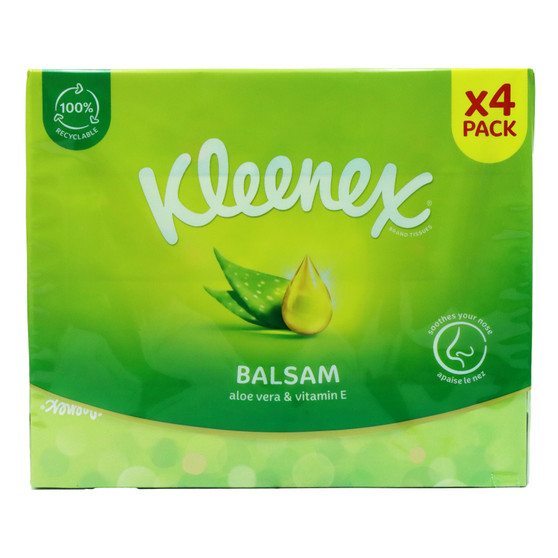 Kleenex Balsam Tissues 3ply Box 4 Pack
