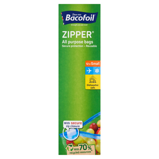 Bacofoil Zipper Bags 1ltr Small 12 Pack