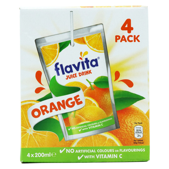 Flavita Juice Drink Orange 200ml 4 Pack