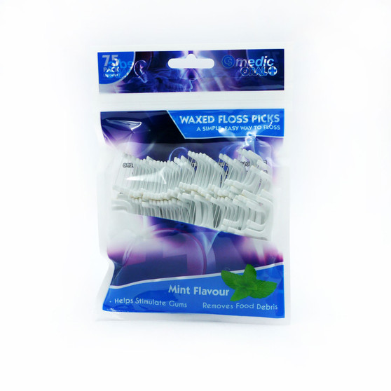 Cs Medic Waxed Floss Picks Mint Flavour 75 Pack