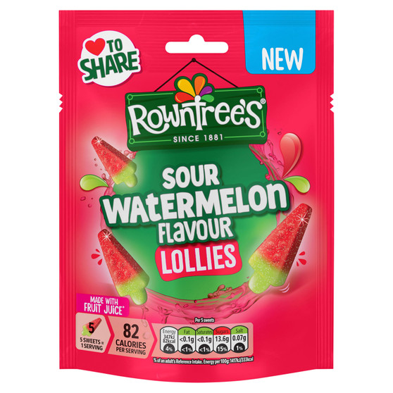 Rowntrees Sour Watermelon Lollies Pouch 130g