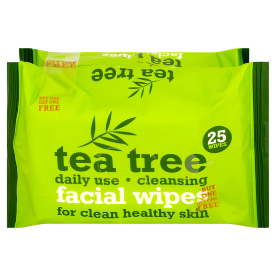 XBC Face Wipes Tea Tree Twin Pack 25 Pack