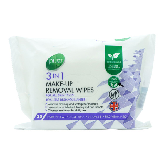 Pure 3in1 Wipes Make Up Removal 25 Pack