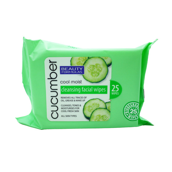 Beauty Formulas Facial Wipes Bio Cucumber 25 Pack