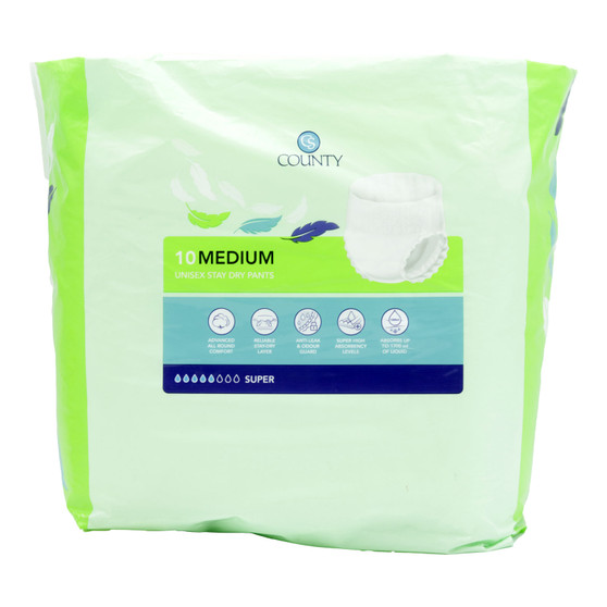 County Stay Dry Pants Unisex Medium 10 Pack