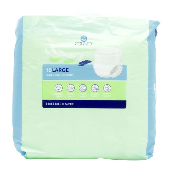 County Stay Dry Pants Unisex Large 10 Pack