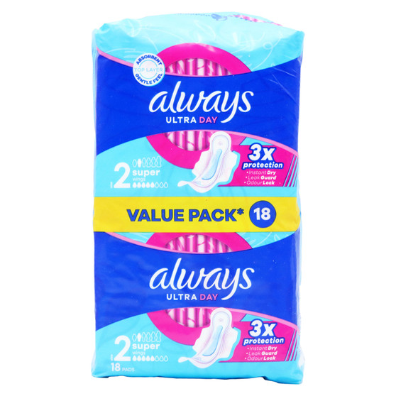 Always Ultra Super Day Wings Size 2  18 Pack