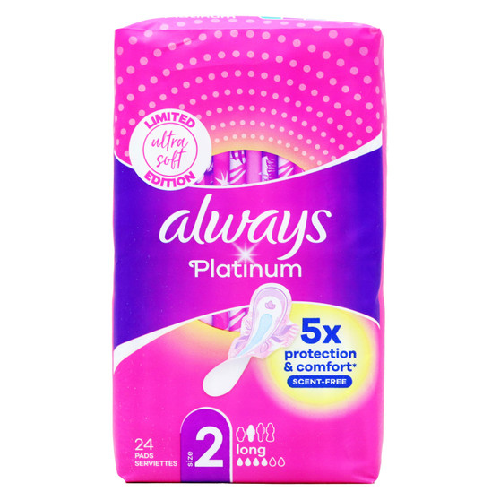 Always Platinum Towel Long Wings 24 Pack