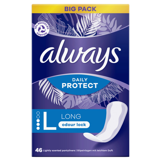 Always Dailies Liners Long Unscented 46 Pack