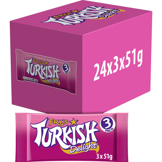 Fry's Turkish Delight Chocolate Bar Multipack 153g  3 Pack