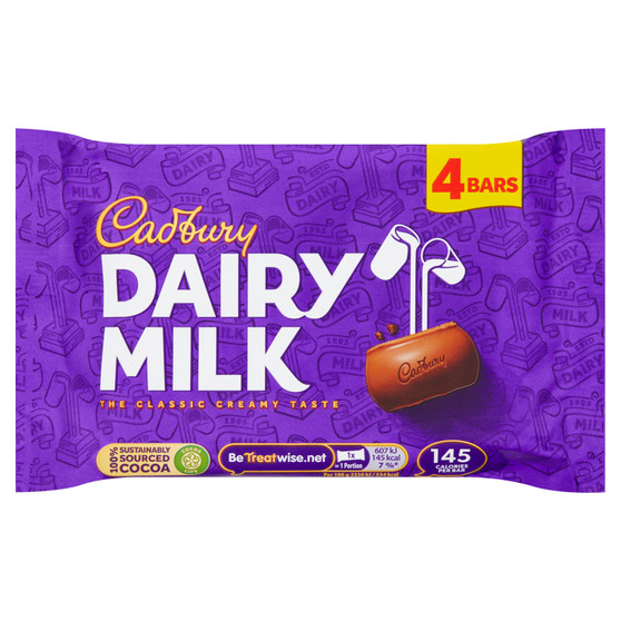 Cadbury Dairy Milk Chocolate Bar 108.8g 4 Pack Multipack