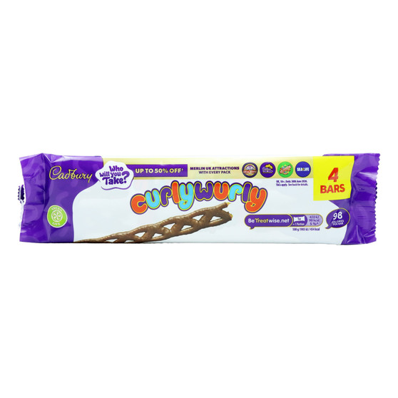 Cadbury Curly Wurly Chocolate Bar 86g 4 Pack