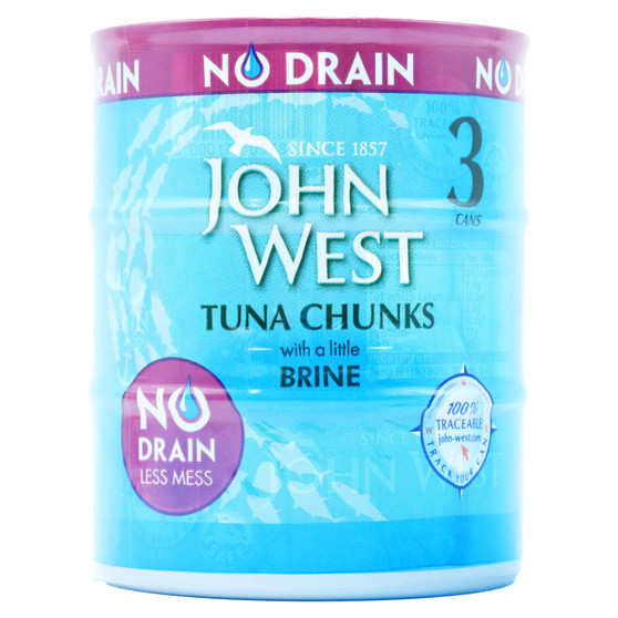 John West No Drain Tuna Chunks Brine 110g 3 Pack