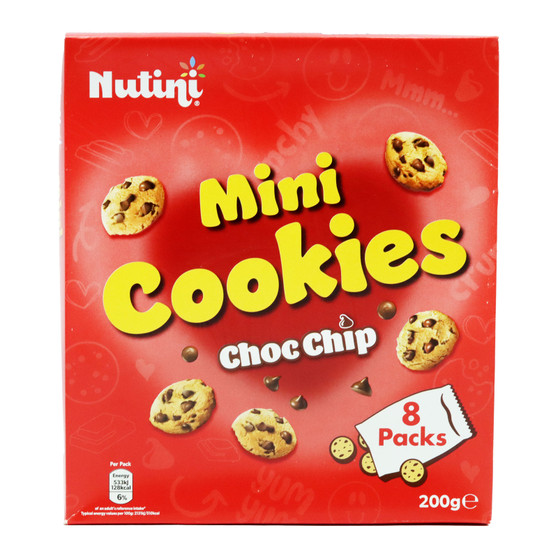 Nutini Mini Cookies Choc Chip 200g 8 Pack