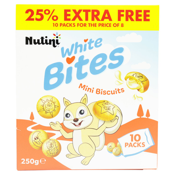 Nutini Choco White Mini Biscuits 250g 10 Pack