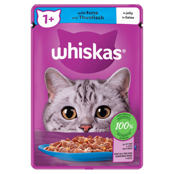 Whiskas 1+ Cat Food Pouch Tuna In Jelly 85g 28 Pack
