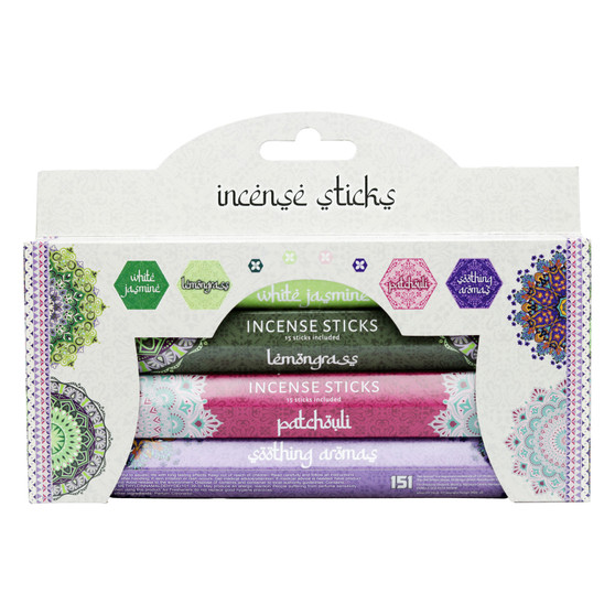 Pan Aroma 4 Pack Incense Sticks- Jasmine/Lemon Grass/Patchouli