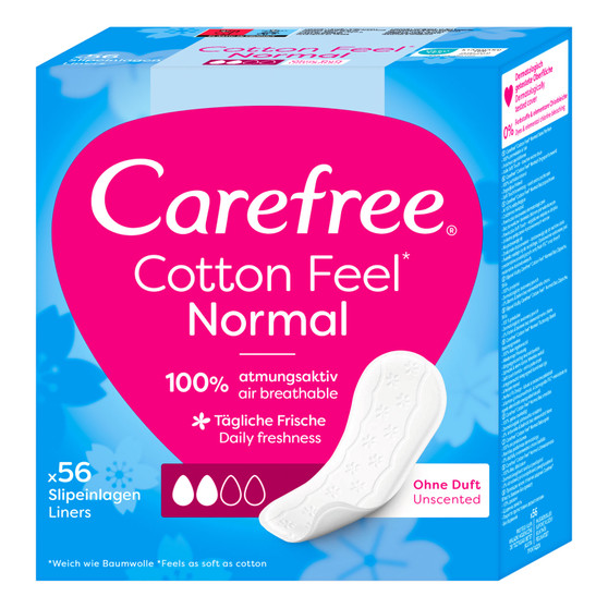 Carefree Cotton Feel Liners Normal Unscented 56 Pack