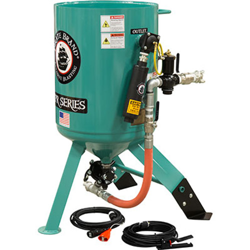 BLAST POT, STATIONARY W/4" UMBRELLA, 6.0 CU FT (170 LITERS), PRESSURE RELEASE SYSTEM, 12VDC ELECTRIC, INCL: AMV II/1-1/2" INLET & 1" DIAPHRAGM OUTLET VALVE, 1-1/4" PIPING, 55' CONTROL CORD, CONTROL HANDLE & 25' POWER CORD (5 YEAR / 10 YEAR WARRANTY*)
