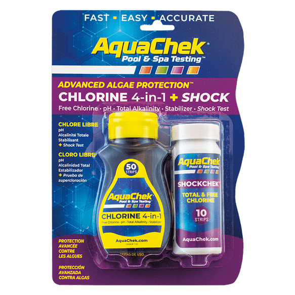 AquaChek Yellow 4 in 1 Chlorine + Shock Test Strips