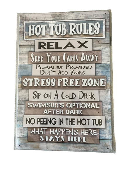Hot Tub Rules Sign