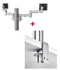 Atdec AWMS-2-4640 Dual Monitor Swing Arms on 400mm Post / 12kg (26.5lb) Flat Screens, 10kg (22lb) Curved Screens + F Clamp Desk Fixing, Silver