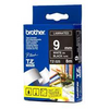 Brother TZe-325 Laminated 9mm x 8m - White printing on Black Tape