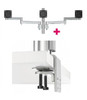 Atdec AWMS-3-13714 Triple Monitor Arms + 400mm Post / 12kg (26.5lb) Flat Screens, 10kg (22lb) Curved Screens + Heavy-Duty F Clamp Desk Fixing, Silver