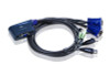 Aten Compact KVM Switch 2 Port Single Display VGA w/ audio, 0.9m Cable, Computer Selection Via Hotkey,