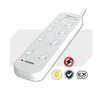 Sansai 4-Way Power Board (421SW) with Individual Switches and Surge Protection 2 Extra Spaced Sockets Indicator Light 100CM Lead 240VAC 50Hz 10A