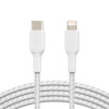Belkin BoostCharge Braided Lightning to USB-C Cable (1m/3.3ft) - White(CAA004bt1MWH), 480Mbps, 10K+ bend, Apple iPhone / iPad / Macbook, 2YR