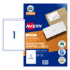Avery Inkjet Label J8167 1UP Pack of 25 - 199.6 x 289.1 mm, Inkjet, Permanent