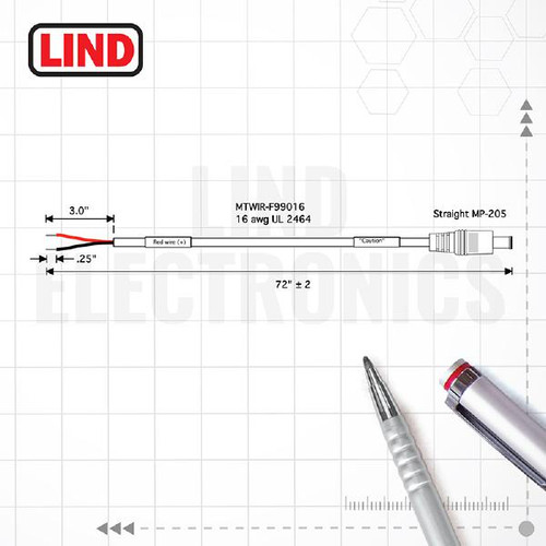 Lind CBLIP-F00058 Bare Wire Input for PA1580-1801, PA1580-1642