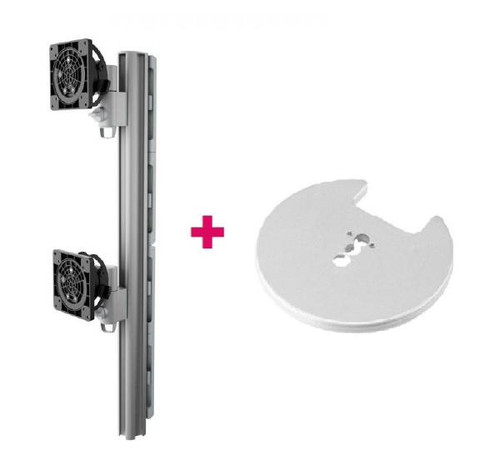 Atdec AWMS-2-LTHT75 Heavy Duty Dual Mount + 750mm Post / 18kg (40lb) Flat Screens, 12kg (26.5lb) Curved Screens + Grommet Clamp Desk Fixing, Silver