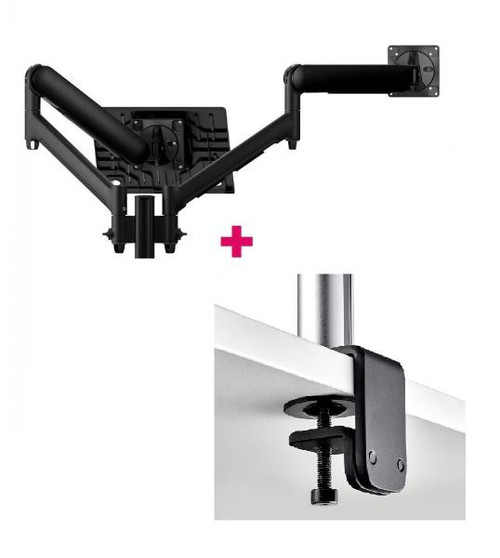 Atdec AWMS-2-ND13 Notebook-Monitor Combo Mount + 135mm Post / 9kg (20lb) Flat Screens, 6kg (13.5lb) Curved Screens + F Clamp Desk Fixing, Black