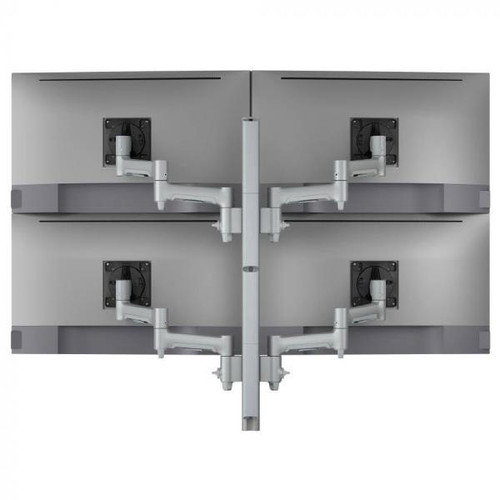 Atdec AWMS-4-4675 Quad 460mm Monitor Arms on 750mm Post and Heavy-Duty F Clamp Desk Fixing, Silver