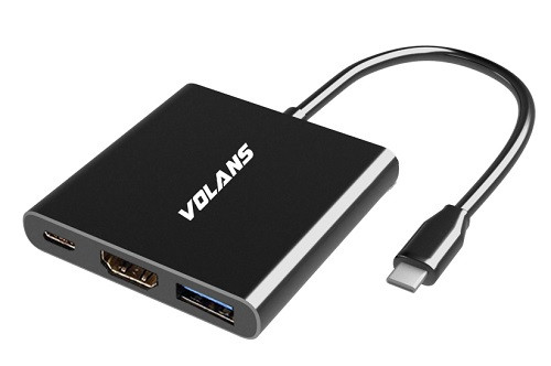 Volans VL-UCH3C2, Aluminium USB-C Multiport Adapter Power Delivery 4K HDMI  USB3.0, 1 Year