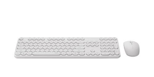 RAPOO X260S Wireless Optical Mouse & Keyboard Black - 2.4G Connection, 10M Range, Spill-Resistant, Retro Style Round Key Cap, 1000DPI - White