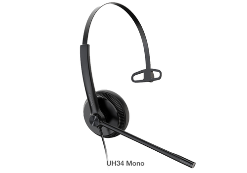 Yealink UH34 Mono Wideband Noise Cancelling Microphone - USB Connection, Leather Ear Cushions, Designed for Microsoft Teams