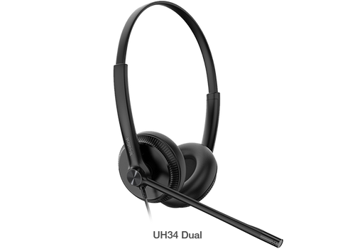 Yealink UH34 Dual Ear Wideband Noise Cancelling Microphone - USB Connection, Leather Ear Cushions, Designed for Microsoft Teams