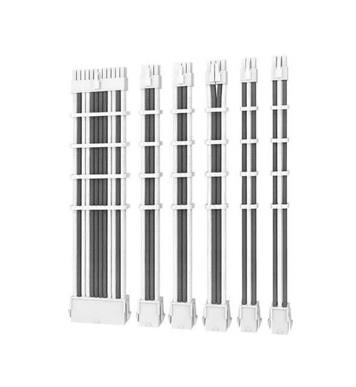 Antec CIP4 Cable Kit White Grey - 6 Pack, 24ATX, 4+4 EPS, 16AWG Thicker, High Performance 300mm long Length. Premium Sleeved & Universal