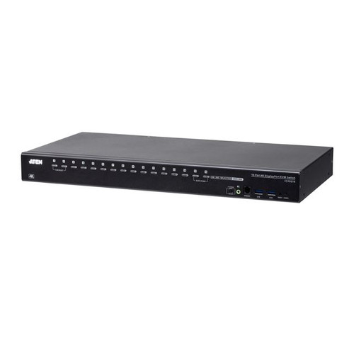 Aten CS19216, 16- Port USB3.0 4K DisplayPort KVM Switch, Superior video quality, Cascadable to two levels-control up to 256 computers, Video DynaSync