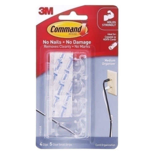 Command Cord Clip 17301CLR Pack of 4 Box of  6