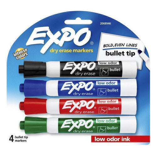 Expo Whiteboard  Marker Bullet Tip Assorted Pack of 4 Box of  6