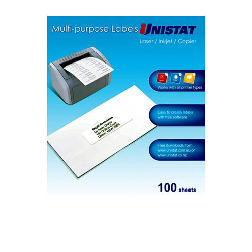 Unistat Printable Label 65 per Page 38.1 x 21.2 Box 100