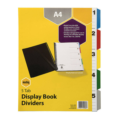 Marbig Dividers Display Book PP A4 5Tab