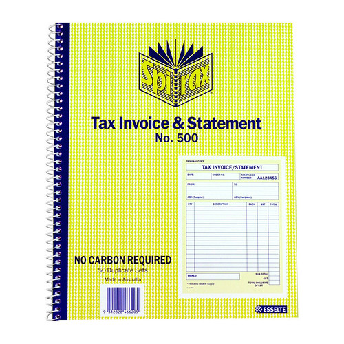 Spirax 500 Tax Invoice & Statement Quotro Pack of 5