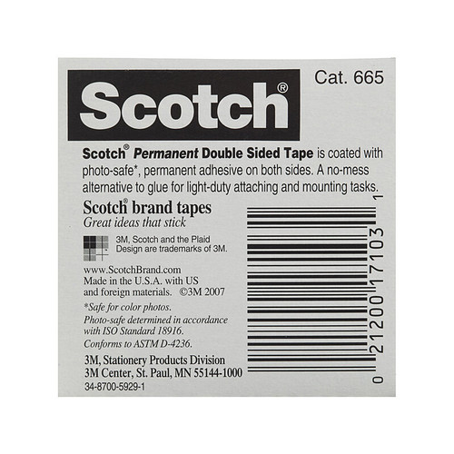 Scotch Double Sided Tape 665 12mm Box 12
