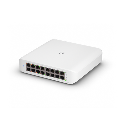 Ubiquiti UniFi Switch Lite 16 PoE, Layer 2, 16x GbE RJ45 Ports, 8x 802.3at PoE+ Ports, 45W PoE, Silent Operation, Wallmount Kit Include, Incl 2Yr Warr